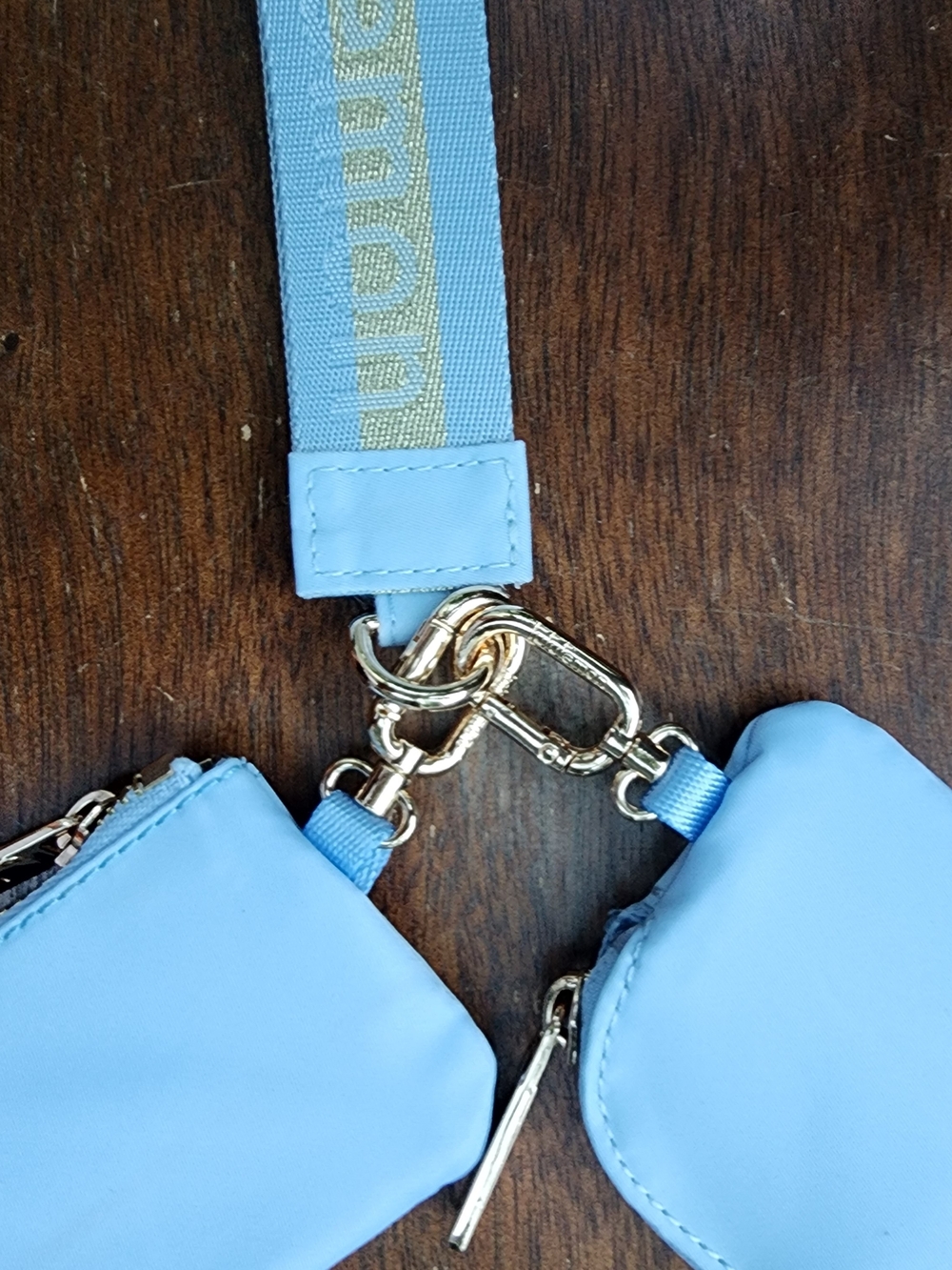 Lululemon Dual Pouch Wristlet Powder Blue Utility Wordmark Keychain Wallet - Picture 9 of 12